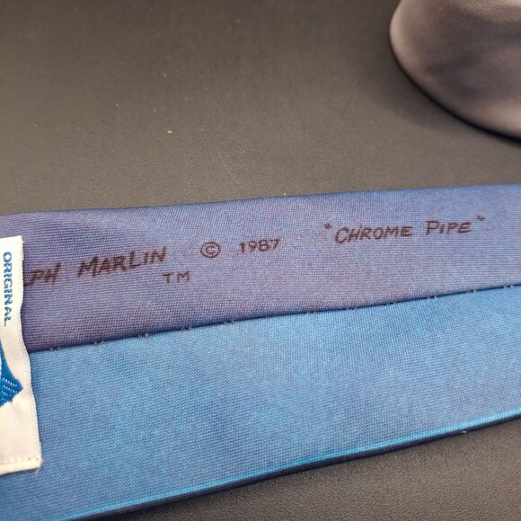 Vintage 1987 Harley-Davidson Ralph Marlin Polyester Tie "Chrome Pipe" - Picture 4 of 7